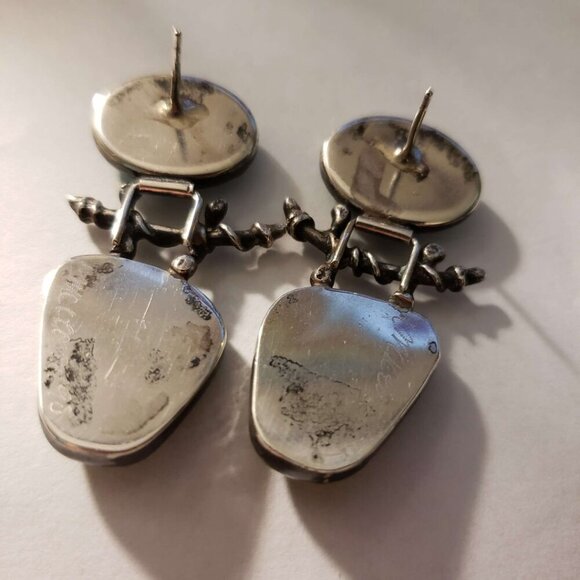 Vintage Turquoise Earrings Signed McKeown 98 Pls Read - Picture 3 of 5